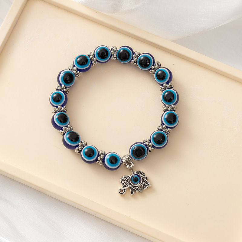 Retro Amazon popular Devil's Eye beaded bracelet resin blue eyes butterfly elephant owl Fatima