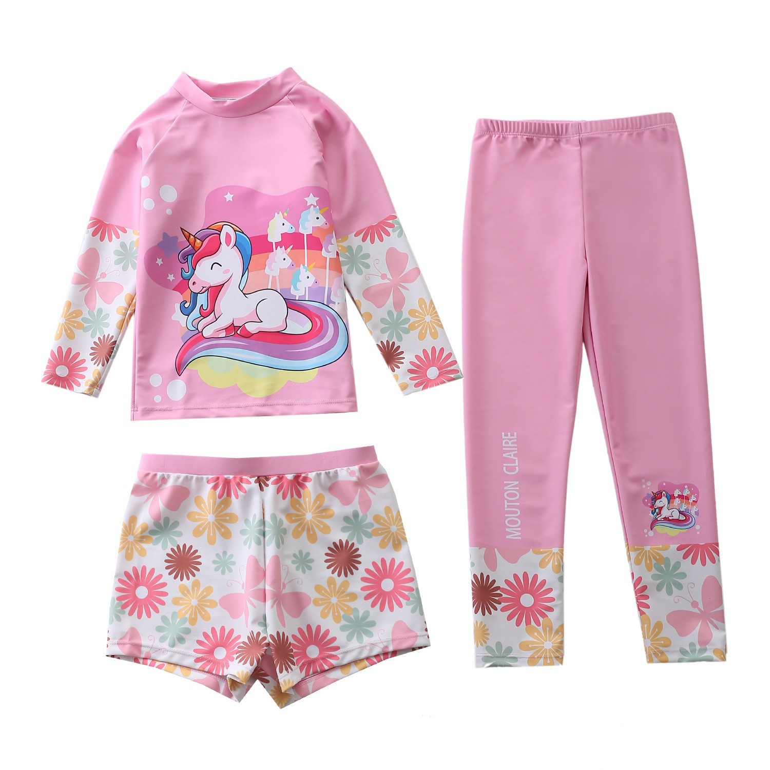 Children's Swimsuit Split Girls' Long-sleeved Trunks Swimsuit Baby Girl's Conservative Swimsuit