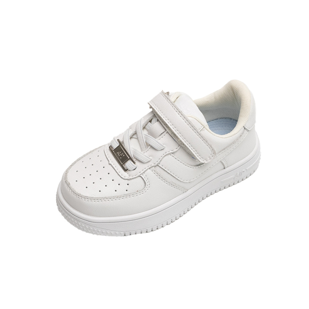 Ins sneakers [cowhide white shoes] toddler parent-child spring and autumn boys and girls high and low side single velvet 20018