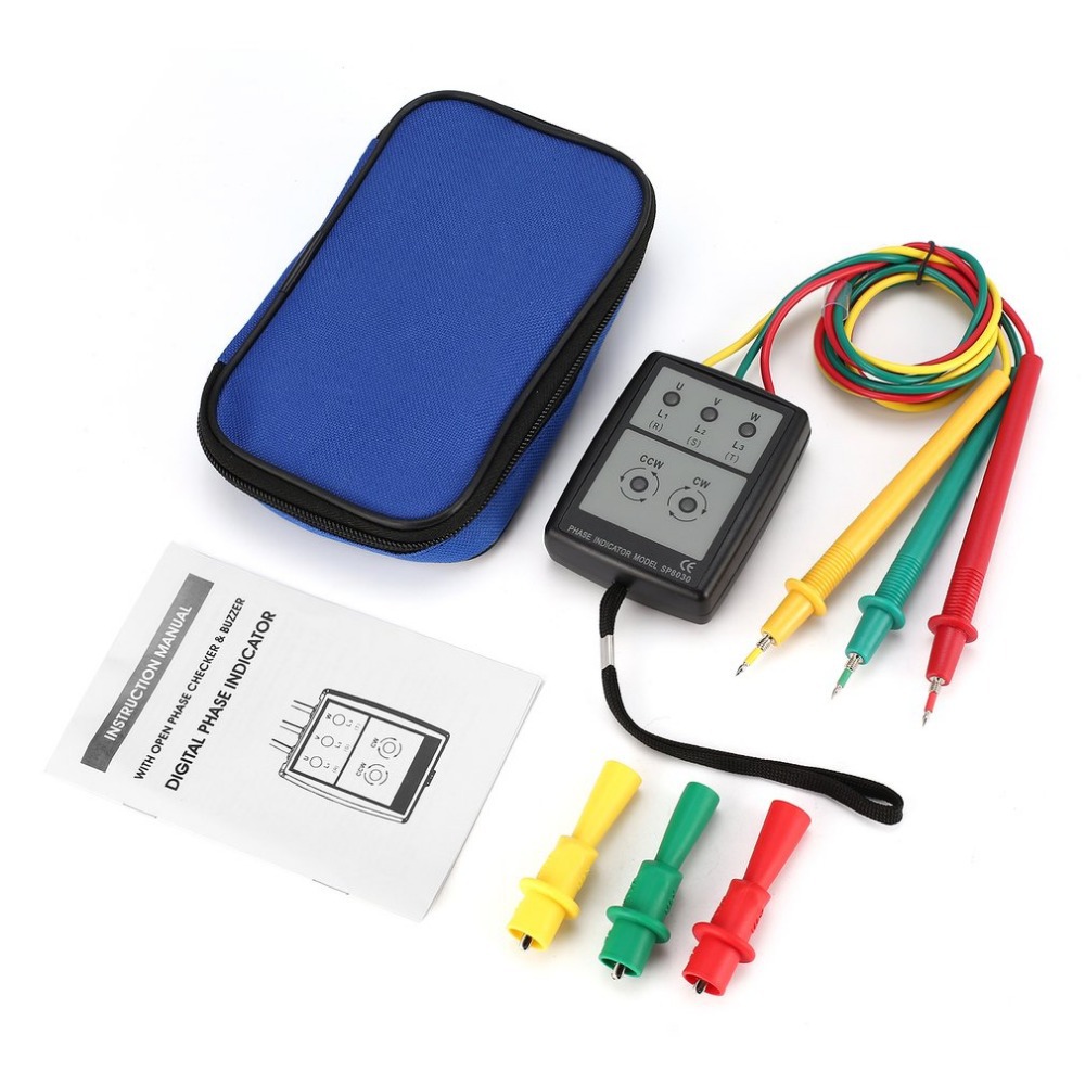 Digital display three-phase AC 60-600V phase sequence detector ammeter AC phase meter phase sequence meter