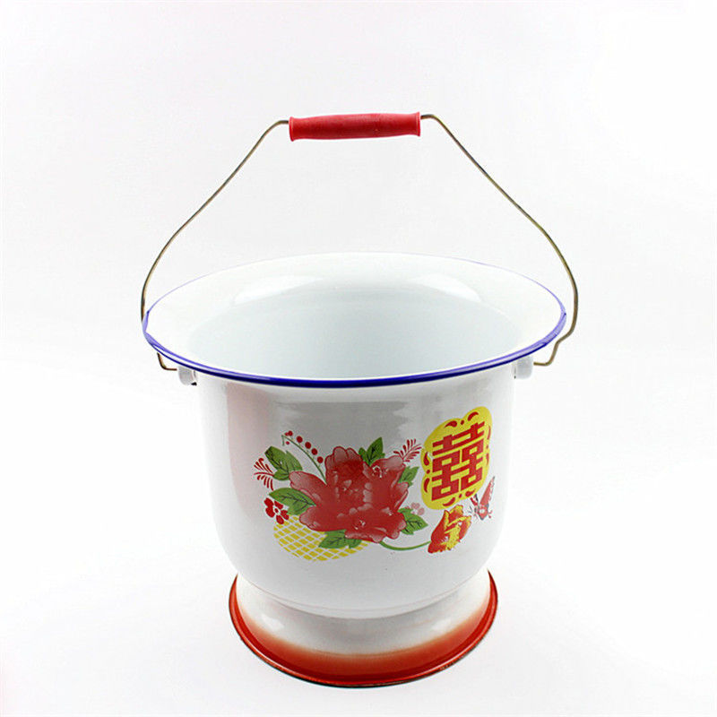 Wholesale Enamel Thickened Old Fashioned Large High Foot Spittoon Toilet Enamel Old Man's Potty Urine Basin Household Night Bucket