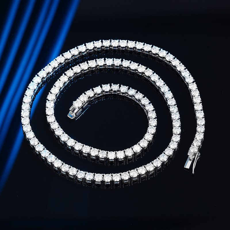 30th Anniversary Moissanite Diamond Necklace for Men and Women, Pure Silver, 2022 New Arrival, Choker Necklace, Luxurious Full Diamond, Unique Design