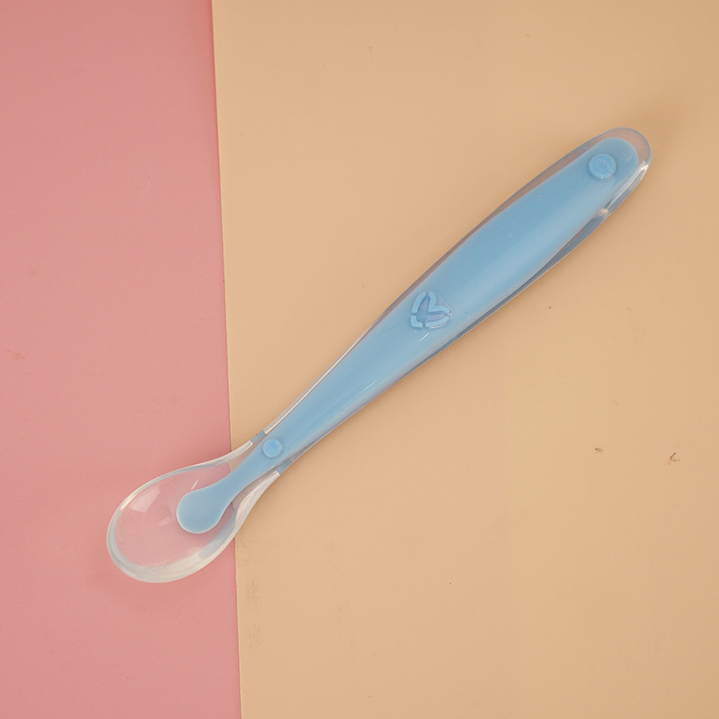 2023 new baby soft silicone spoon tableware Bowl Spoon newborn children soft head spoon complementary small spoon