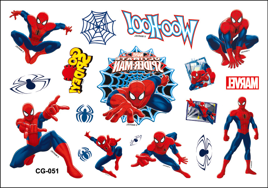 Amazing Spider-Man Parallel Spacetime Spider Children Tattoo Sticker Birthday Party Tattoo Sticker Water Transfer Sticker