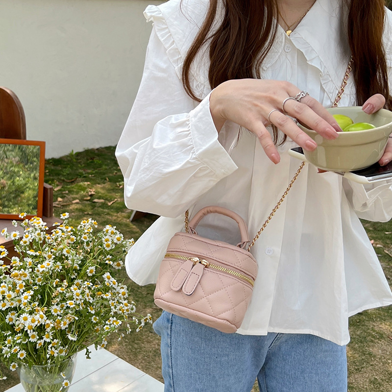 2023春夏新品手提げミニバッグ菱格小香風チェーンバッグ|undefined