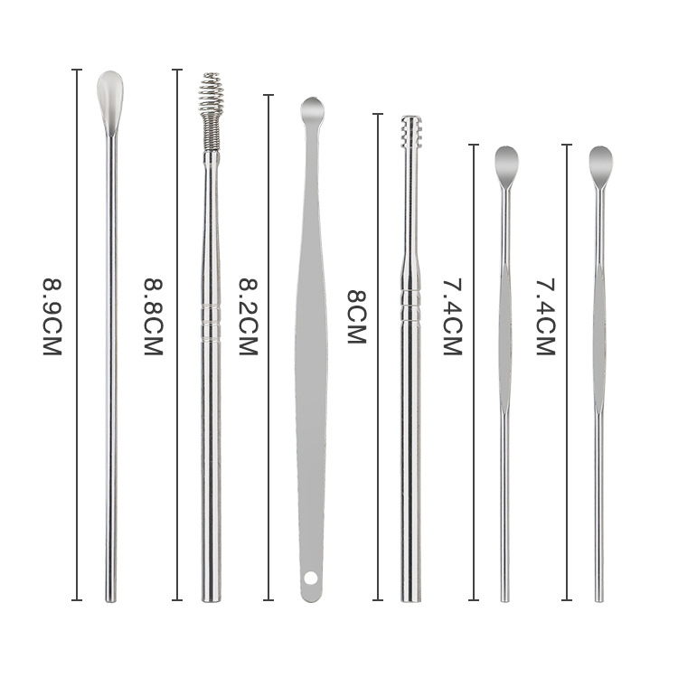 Ear Digging Spoon Set Ear Digging Artifact Japanese Screw Wet Buckle Professional Adult Household Stainless Steel Ear Picking Tool