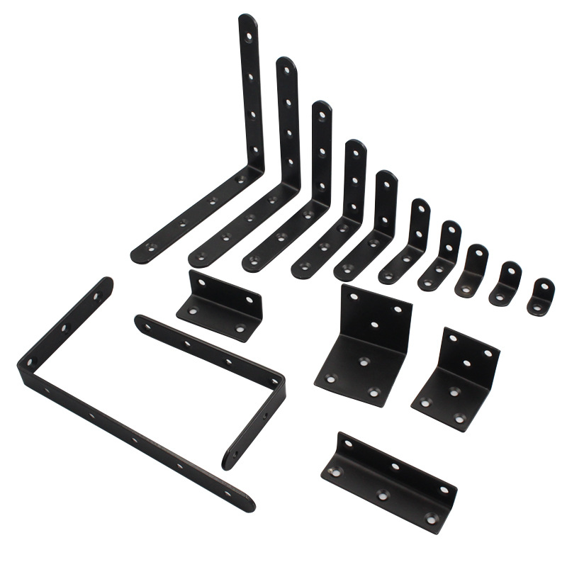 Manufacturers produce thickened stainless steel angle code black 90 degree L-shaped right angle code furniture home decoration floor bracket
