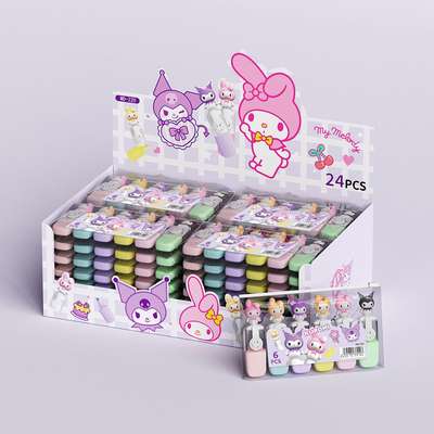 Cute Cartoon Sanrio Mini 6 Color Highlighter Set Modeling High Color Value Student Color Mark Pen