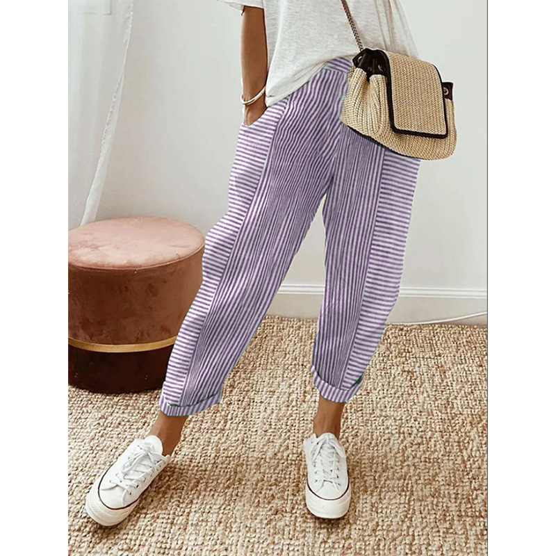 2023 Summer New Woven Jacquard Stripe Patchwork Design Loose Casual Pants for Children