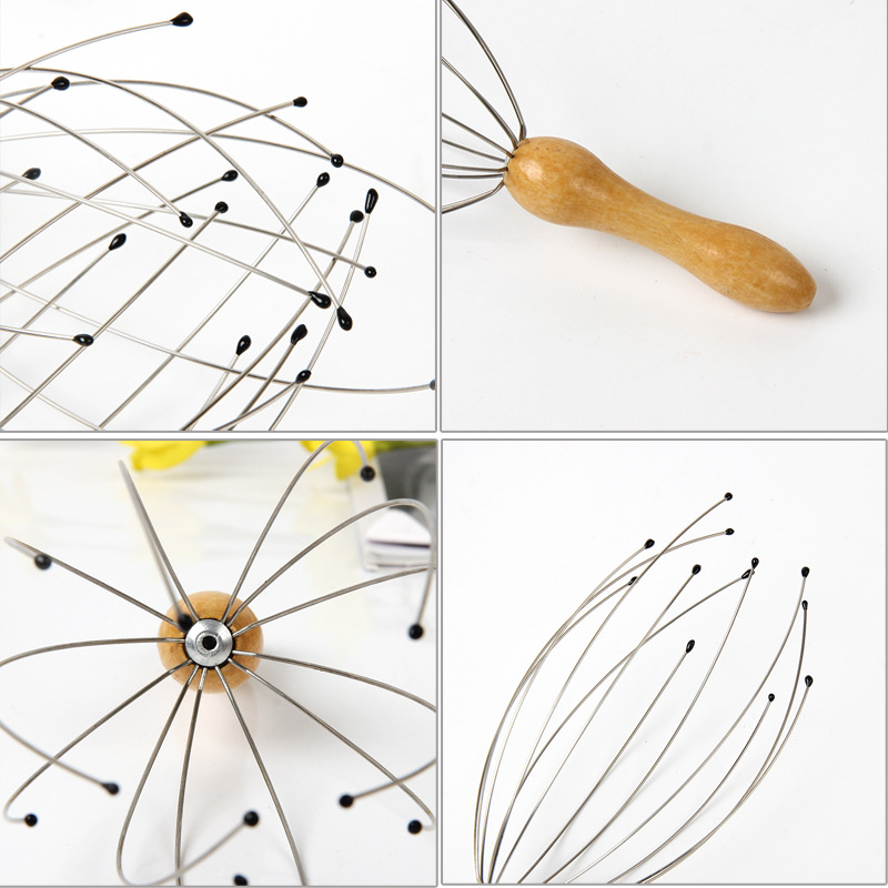 New wooden handle octopus household head massager manual massage scratching artifact stall hot sale wholesale