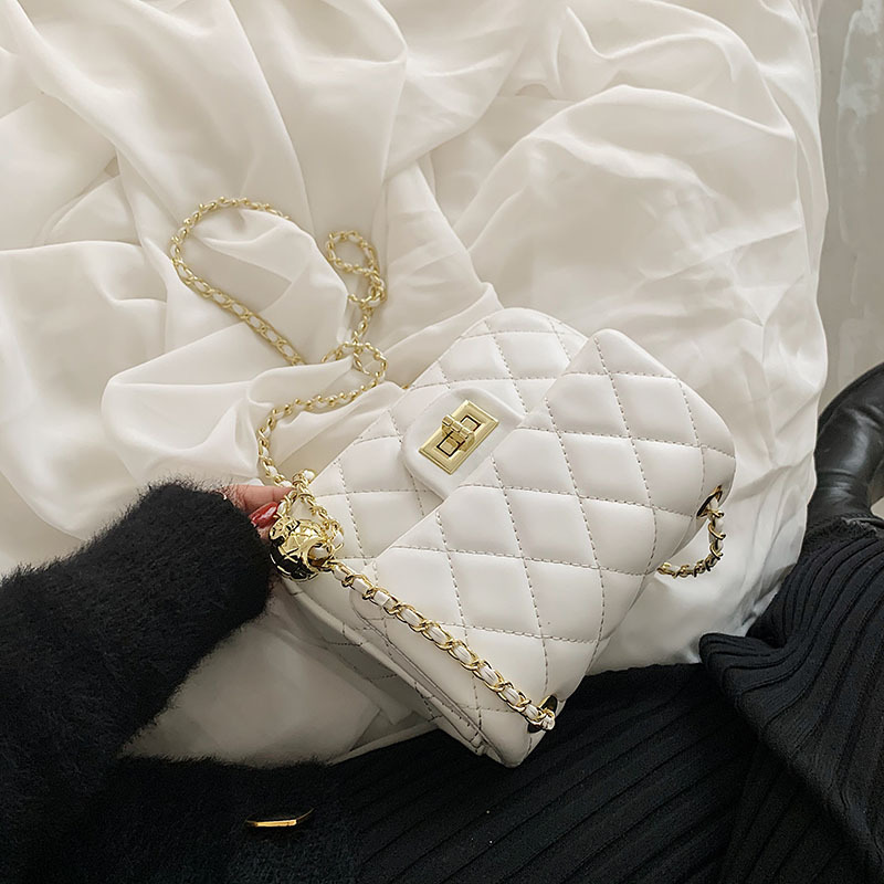 Square Fatty Small Golden Ball Bag 2023 New Fashion Women's Bag Chanel Style Diamond Plaid Chain Bag Shoulder Crossbody Bag