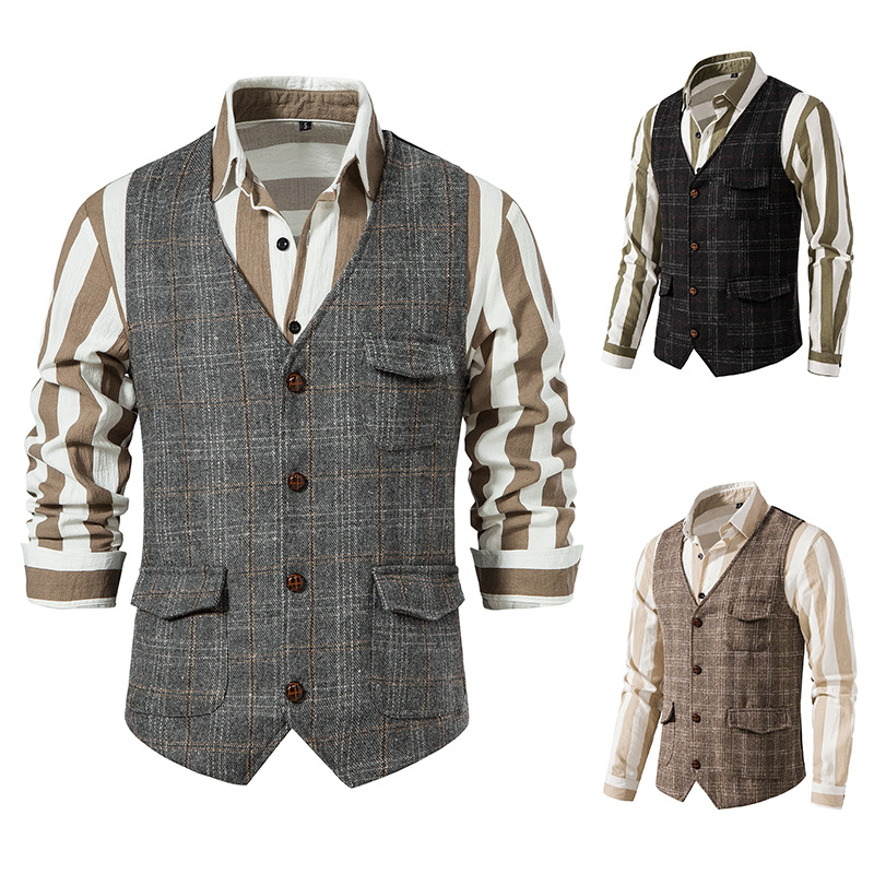 Vintage Men's Suit Vest Tweed Ami Khaji British Plus Size Vest M75