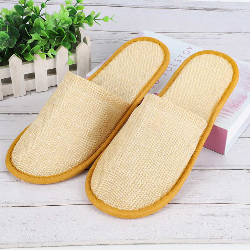 Factory wholesale disposable linen slippers hotel hotel homestay travel beauty salon home hospitality half package all-inclusive