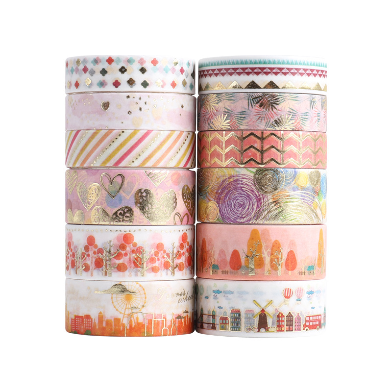 Yida culture cross-border flower series bronzing and paper tape 2M 15mm and paper hand account sticker tape wholesale