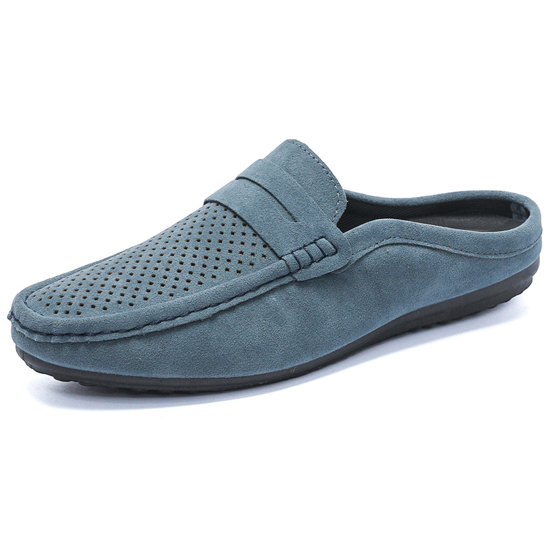 Herreloafers halvstøtte åndbare lukkede snude slip-on loafers slip-on halve hjemmesko herreloafers uden hæl til mænd_voghion.com