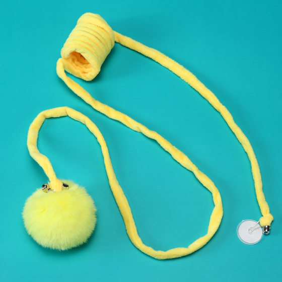 New spring rabbit fur ball cat stick retractable elastic rope cat toy self-reliving hanging cat toy