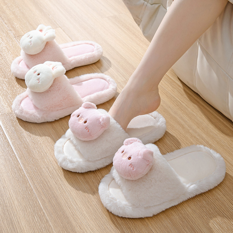 Cross-border Amazon ins open cute animal cotton slippers female home indoor autumn and winter plush slippers female wholesale