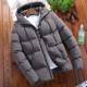 AliExpress cross-border autumn and winter cotton-padded coat men's hooded thickened cotton-padded coat solid color plus size men's casual cotton-padded jacket