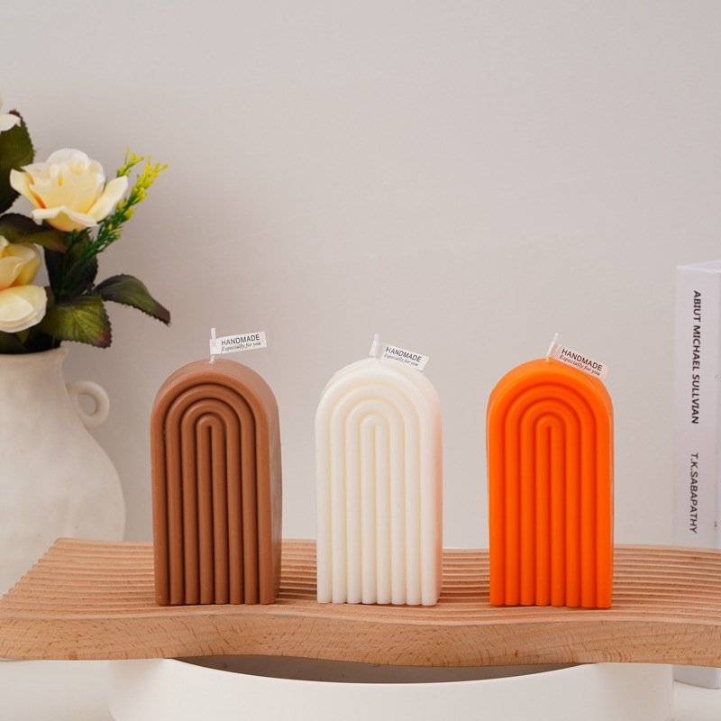 Factory direct geometric arch shape soybean wax aromatherapy candle wholesale shooting props birthday gift