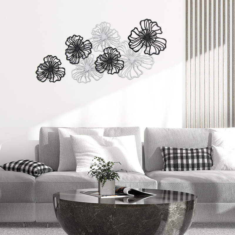 Cross-border wrought iron Wall decoration multi-color double-layer flower Wall hanging metal hollow Wall decoration Wall hanging
