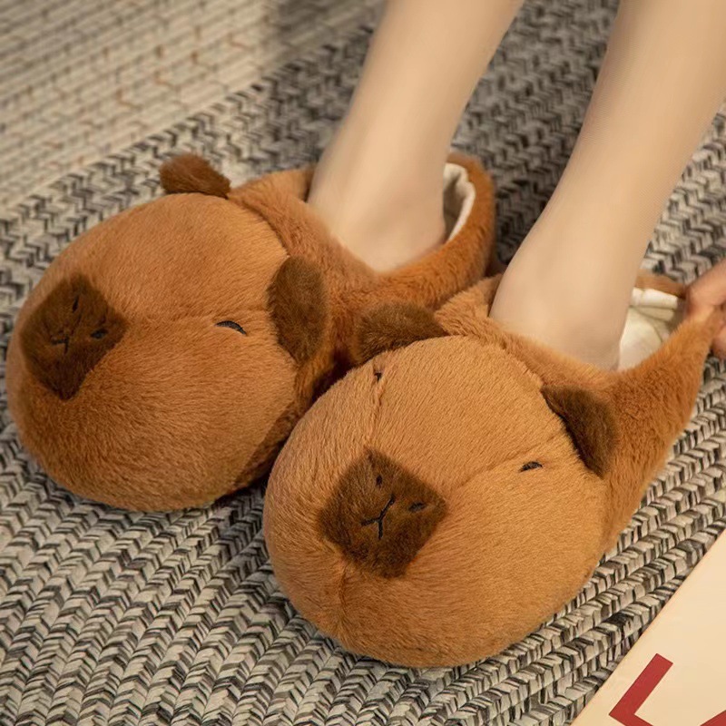 Tiktok hot teddy bear cotton slippers plush slippers kappabala slippers cartoon capybara cotton slippers wholesale