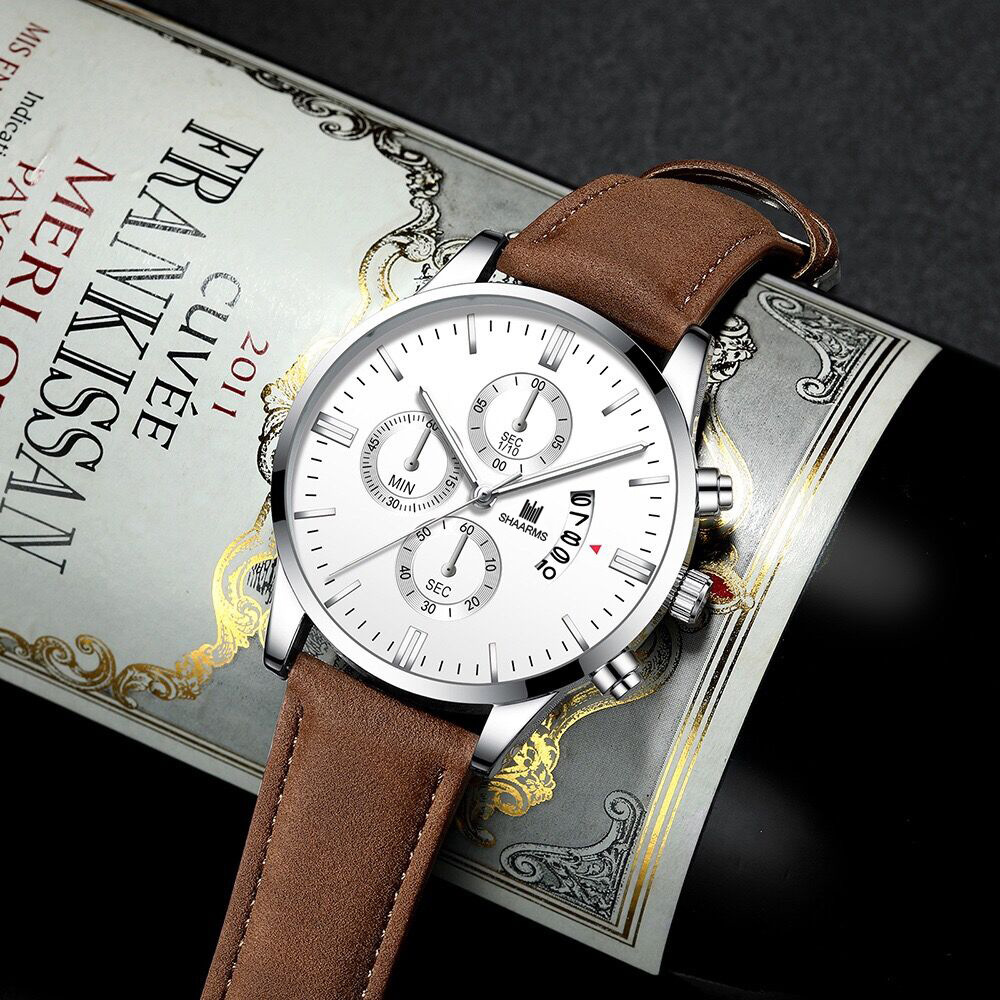 Explosive Hot Selling Korean Men's Watch Fake Three Eyes Fashion Calendar Belt Quartz Watch Men's Hair