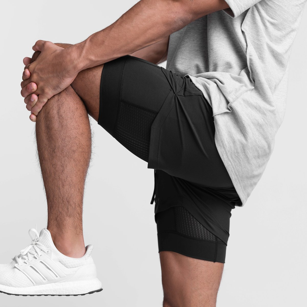 Cross-border Summer Fitness Sports Shorts Men's Double-layer Breathable Anti-running Basketball Pants Running Training Pants Fake Two-piece