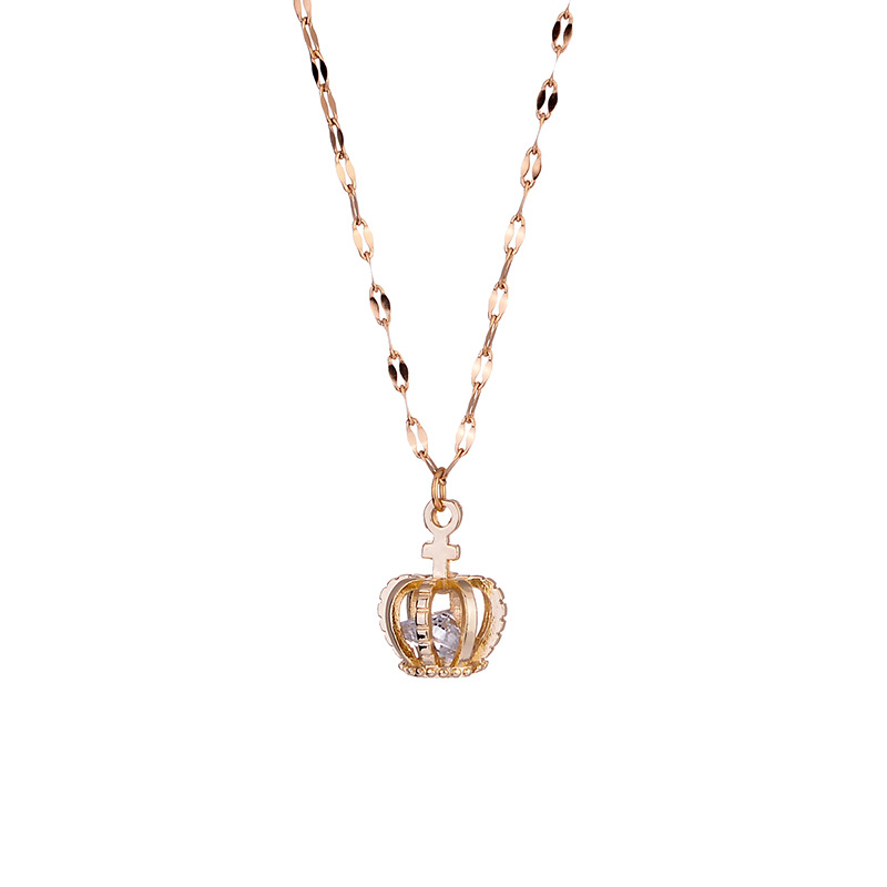 Kupfer Anhänger Rose Gold Kleine Krone Halskette Weibliche Ins Beliebte Net Rot Schlüsselbein Kette Kalten Stil Einfache Anhänger Zubehör_voghion.com