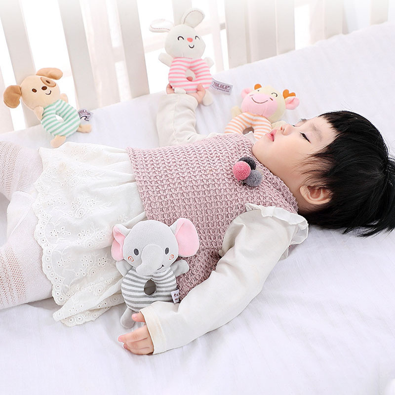 TOLOLO Round Hand-cranked Baby O-Bell Animal Soothing Toy Child Soothing Hand-clasping Doll