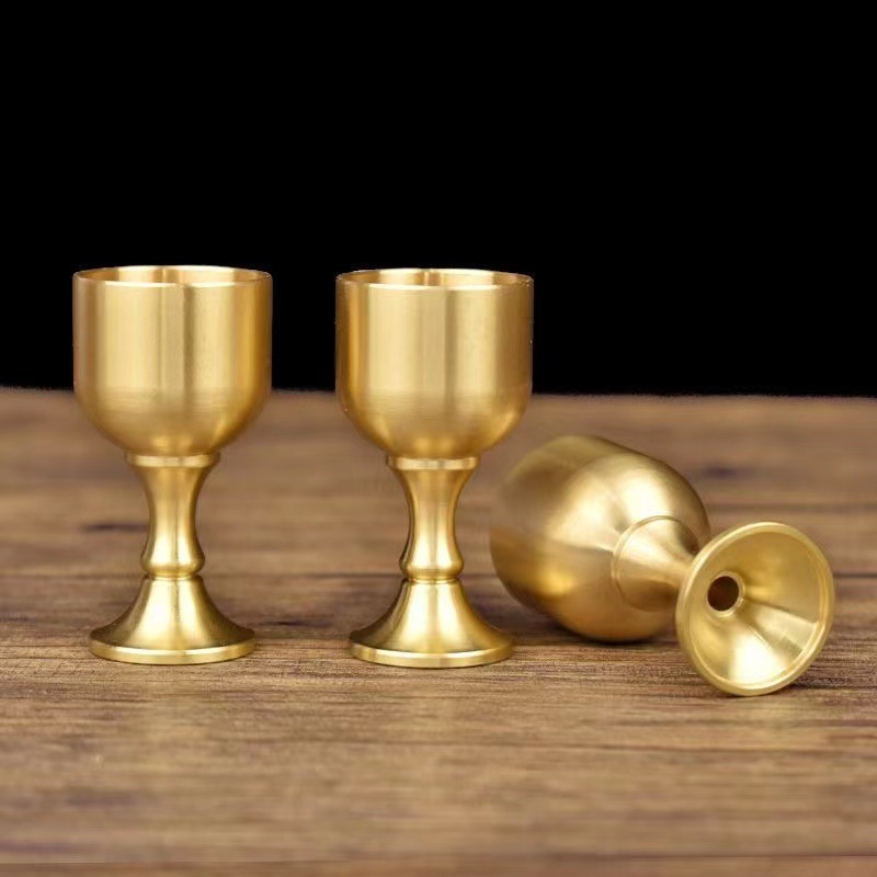 Brass Goblet Copper Cup Banquet Small White Wine Cup Tea Water Supply Cup Holy Water Cup Wine Decoration Ornaments