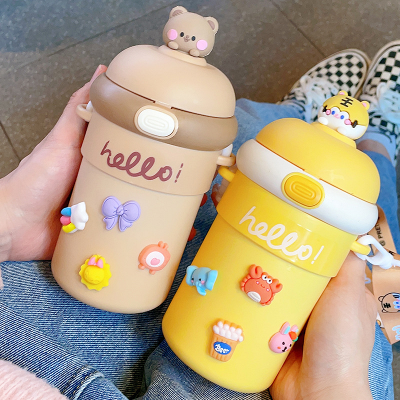 Wholesale delivery student crossbody super cute glass cup straw Cup ins style girl's high-looking small ball water Cup