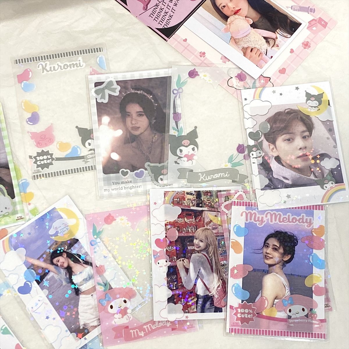 Sanouli new card holder, card film, flat mouth, idol photo star chasing card, protective film, thickened laser card holder, cute