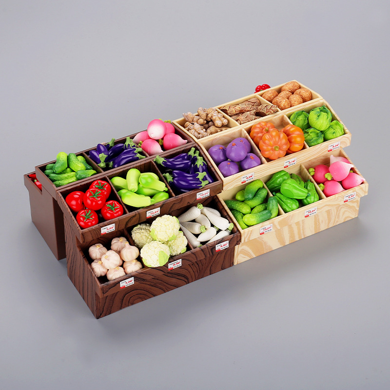 Simulation Vegetable Rack Mini Fruit Stall Rack Play Home Toy Supermarket Miniature Ornaments Model Doll House Props