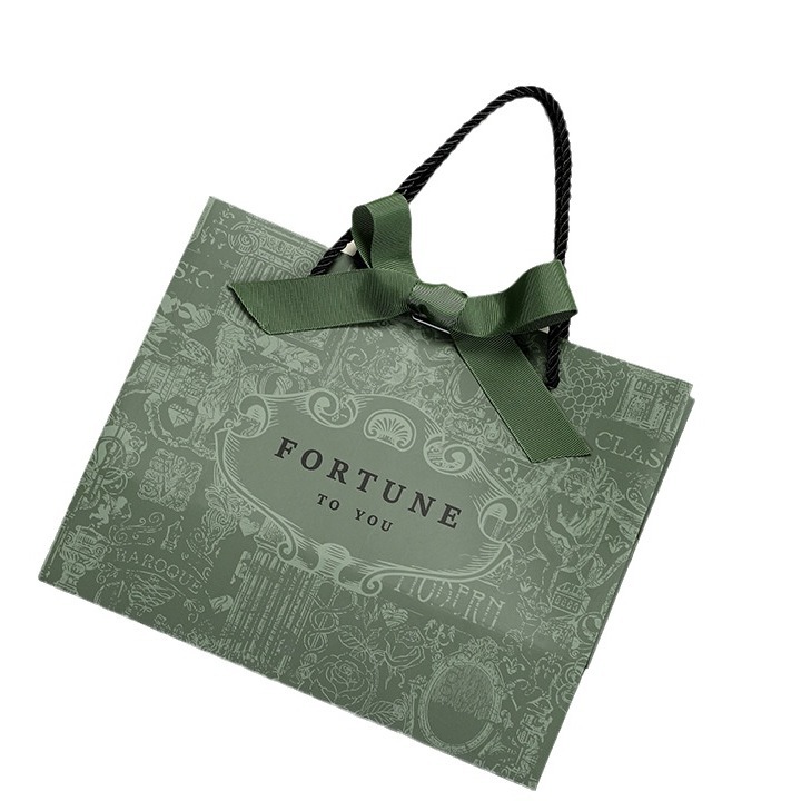 Dark Green Portable Gift Bag Jewelry Cosmetics Shopping Bag Clothing Packaging Bag Paper Bag Advanced Sense Gift Bag