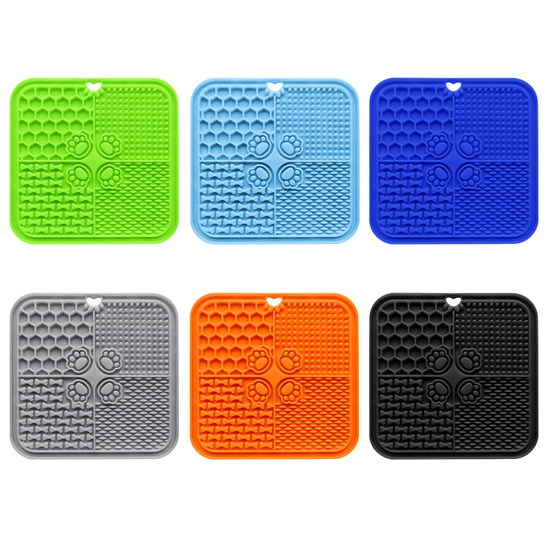 Silicone Pet Lick Mat Dog Silicone Slow Food Mat Suction Cup Placemat Slow Food Mat Non-slip Anti-choking Cat Lick Plate Mat