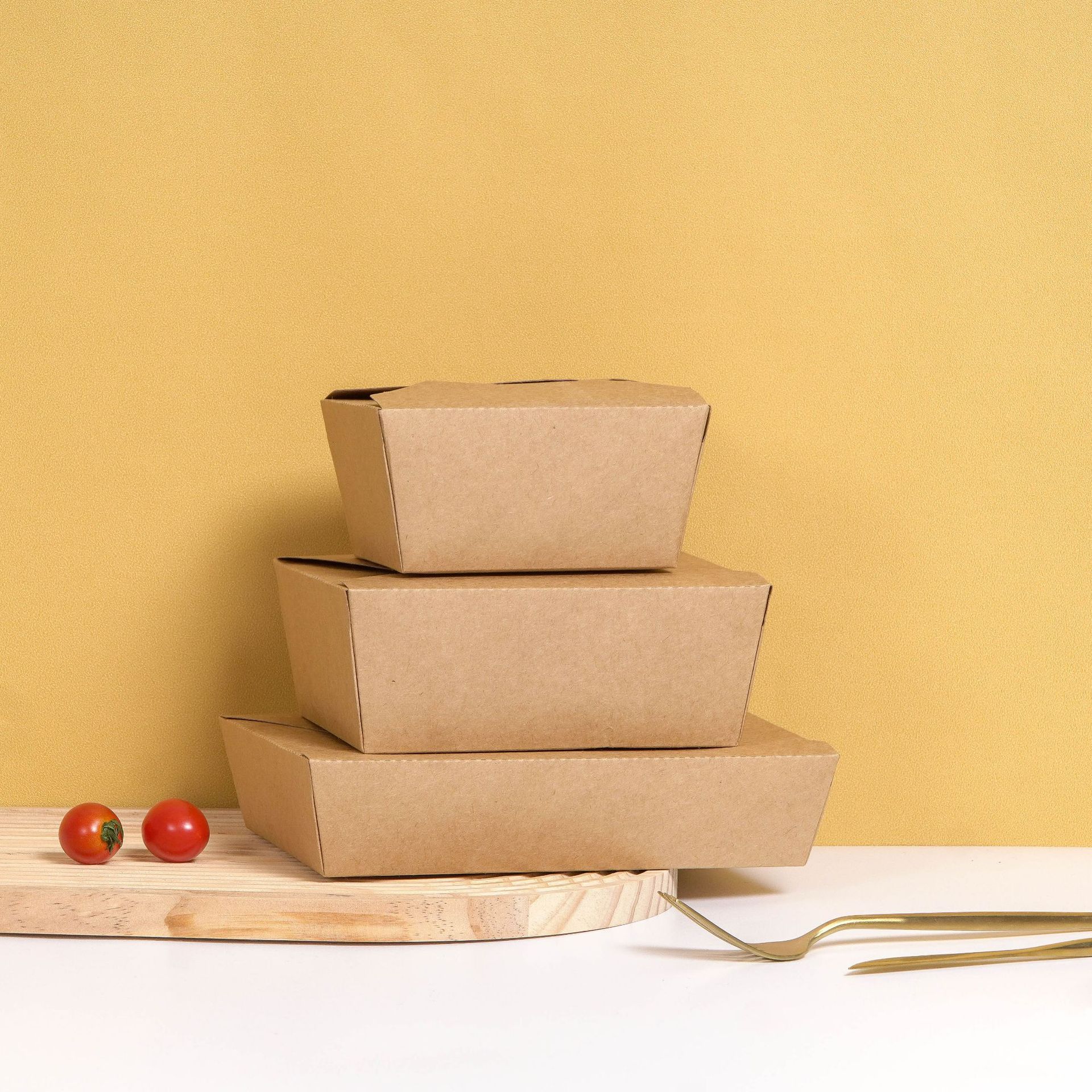 Kraft paper packing box disposable takeaway steamed stuffed bun lunch box salad bowl fried chicken barbecue lunch box Rectangular Carton