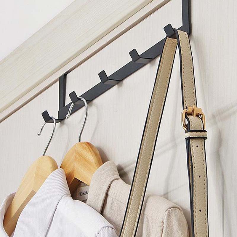 Kitchen Ironwork Door Rear Hook Punch-free Clothes 5 Row Hook Living Room Hanger Dormitory Coat Hanging Hook