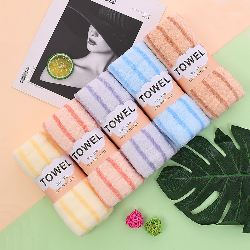 Spot coral fleece high density warp knitted towel soft absorbent face towel color bar cationic towel gift wholesale