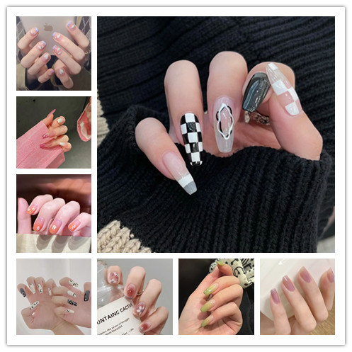Pure want ice transparent color wear armor 24 boxed factory direct fake nails finished wholesale small fragrant wind nail nail tablets