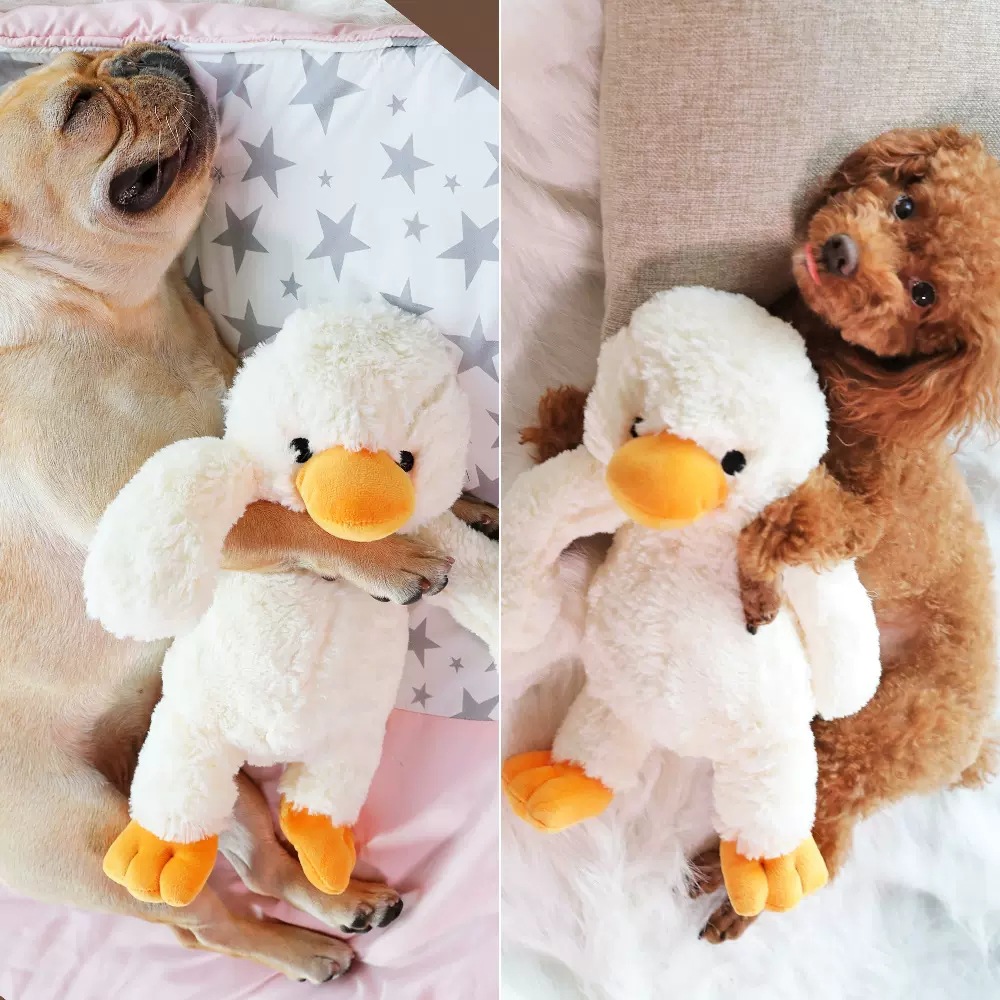 陪睡狗狗泰迪柯基幼犬毛絨鴨子寵物玩具發聲耐咬磨牙解悶小狗用品