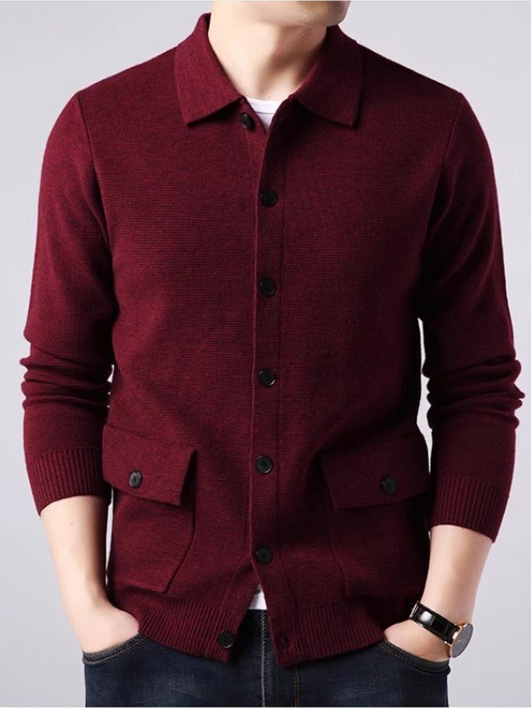 Autumn and Winter foreign trade Men's new lapel cardigan sweater Korean slim men's solid color casual sweater jacket coat