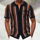 Amazon New Men's Summer Cardigan Knitted T-shirt Short Sleeve Lapel Striped Casual Polo Shirt Men SY0110