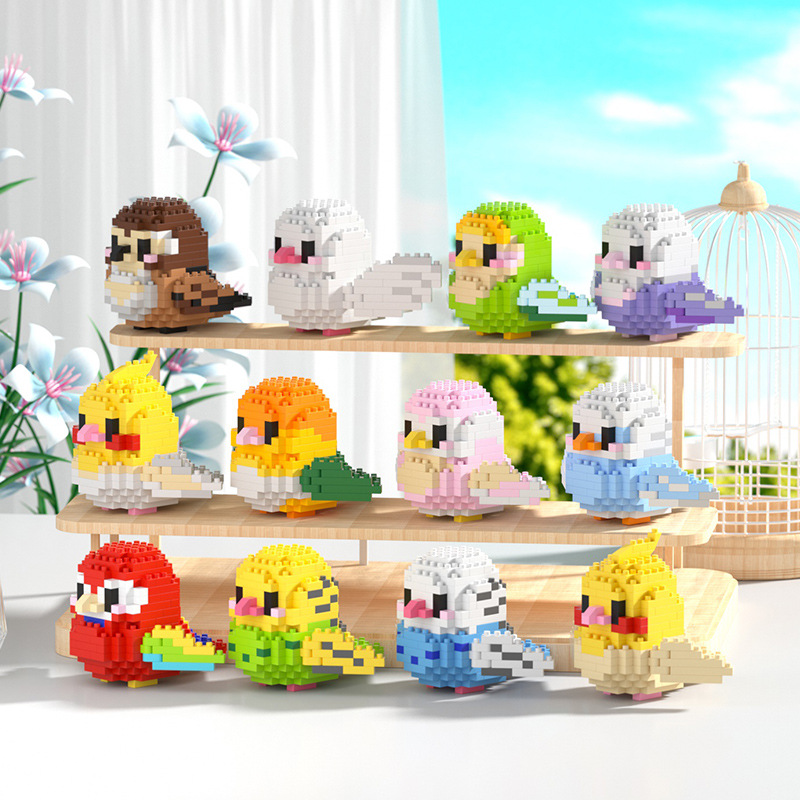 Tiny particle building blocks compatible with Lego creative adorable bird series assembled ornaments gift puzzle decompression toys wholesale
