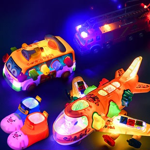 Electric toy children's universal car set luminous four-wheel model children's aircraft fire truck Amazon wholesale
