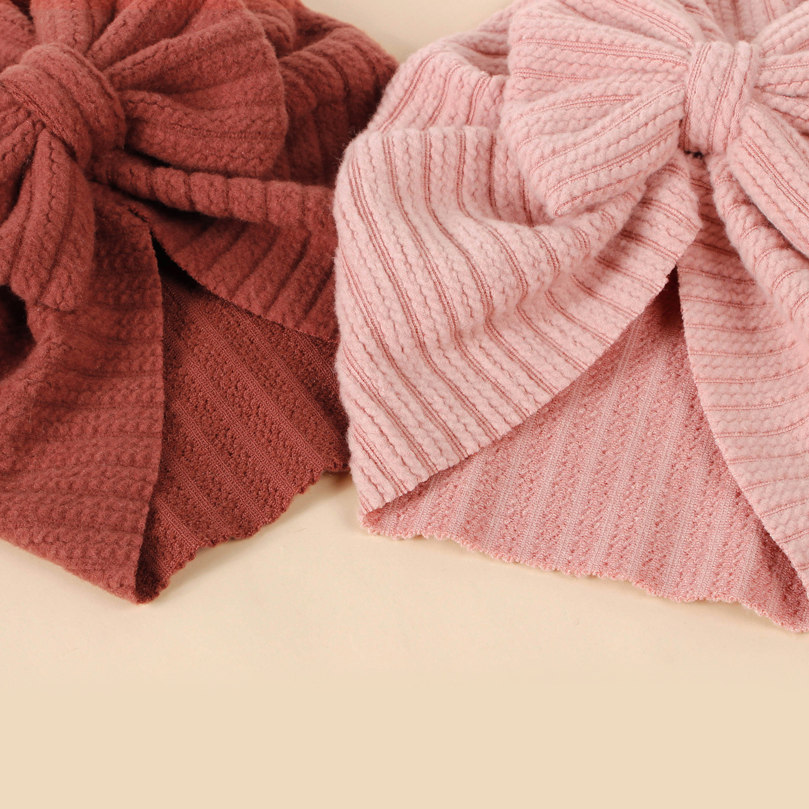 Amazon new children's hat baby knitted striped fabric bow pullover hat newborn Indian tire hat