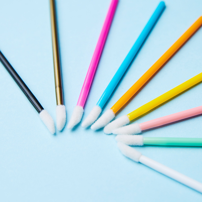 Disposable Hollow Lip Brush Portable Plastic Mini Hollow Rod Small Lip Brush Flocking Hollow Lip Brush Lip Glaze Brush