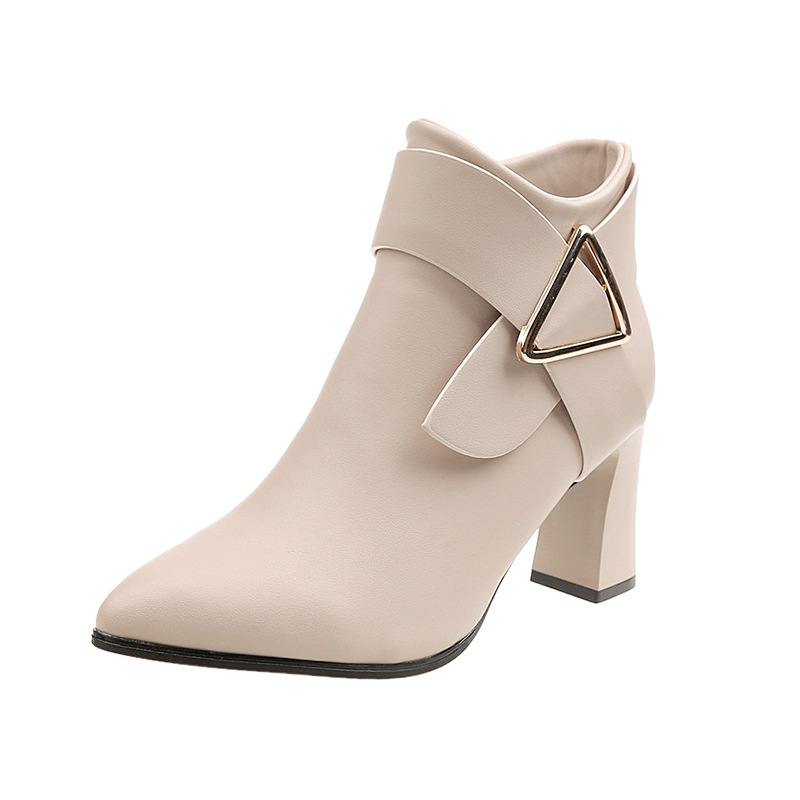 2024 autumn and winter New Chelsea boots high heel ankle boots Women's thick heel pointed slimming ankle boots Martin boots