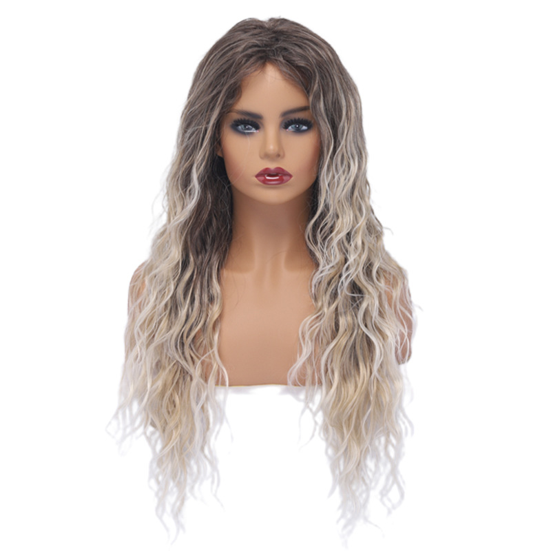 European and American long wig set African Gradient Golden long curly hair shed one-piece delivery cross-border independent station in stock