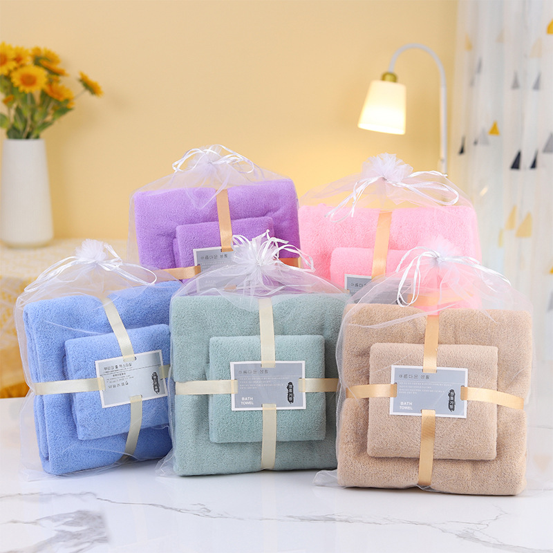 Coral Fleece Letter Set Gift Box Activity Gift Bath Towel Soft Absorbent Household Thickened Hand Companion Gift Wholesale