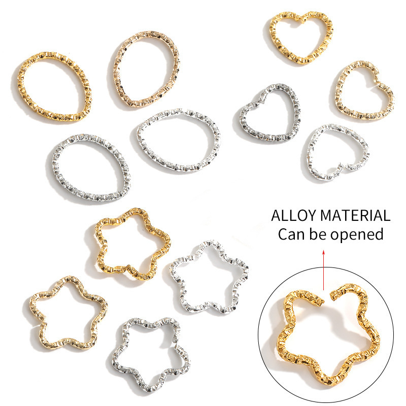 DIY jewelry accessories five-pointed star Love drop shaped embossed jump ring single ring earrings accessories open ring connecting ring